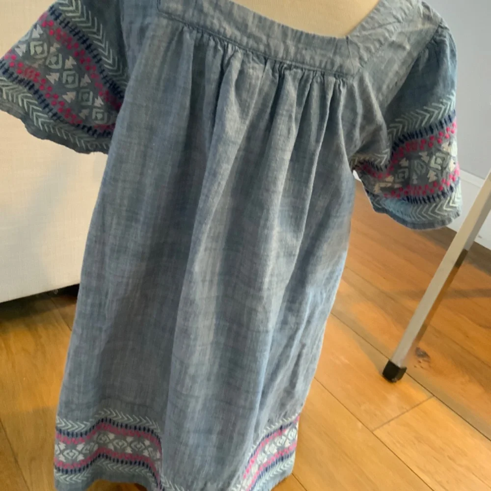 Cat & Jack Blue Square-Necked Dress with Embroidery